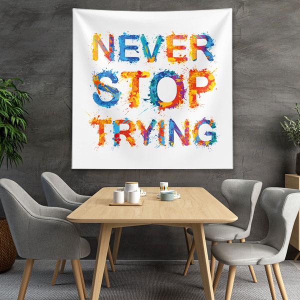wall-tapestry-7615-02 Motivasyon Duvar Örtüsü - Never Stop Trying 7615