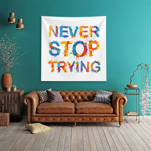 wall-tapestry-7615-03 Motivasyon Duvar Örtüsü - Never Stop Trying 7615