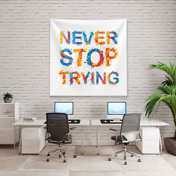 wall-tapestry-7615-04 Motivasyon Duvar Örtüsü - Never Stop Trying 7615