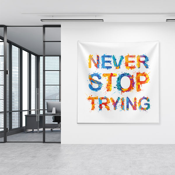 wall-tapestry-7615-05 Motivasyon Duvar Örtüsü - Never Stop Trying 7615