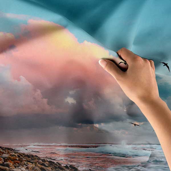 Kayalık Kıyı Deniz Feneri Gün Batımı Duvar Örtüsü Kumaş Baskı 14285