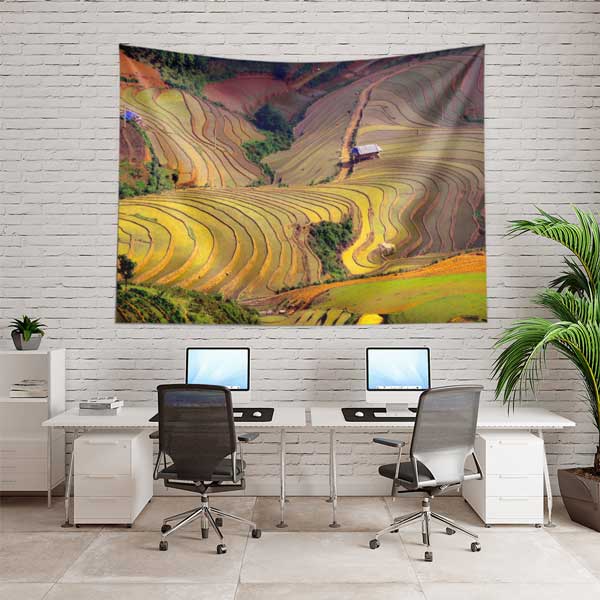 Teraslı Tarım Alanları ve Kıvrımlı Doğa Desenleri Duvar Örtüsü 14291