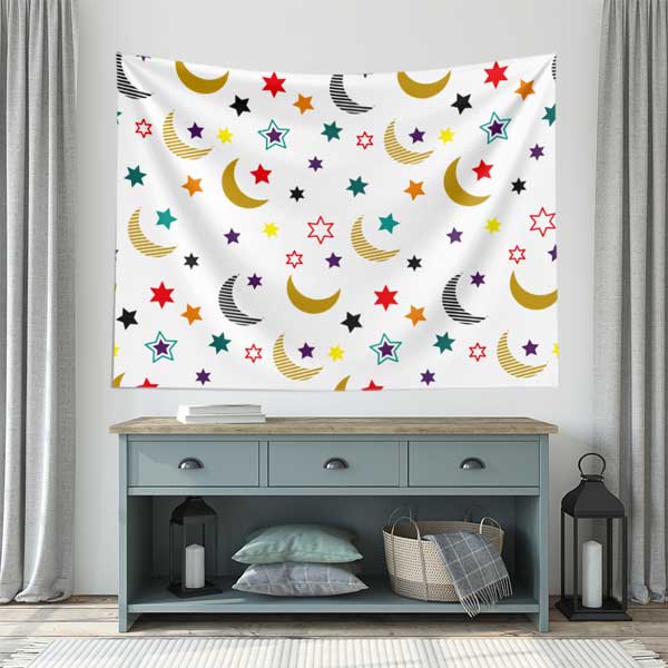 Ay ve Yıldız Desenli Modern Duvar Örtüsü 10533