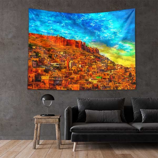 Güneydoğu Anadolu Renkli Taş Şehir Manzarası Duvar Örtüsü 11657