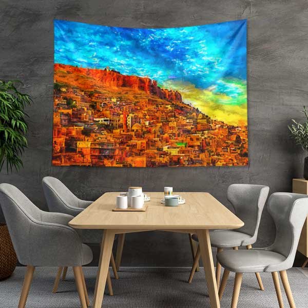 Güneydoğu Anadolu Renkli Taş Şehir Manzarası Duvar Örtüsü 11657