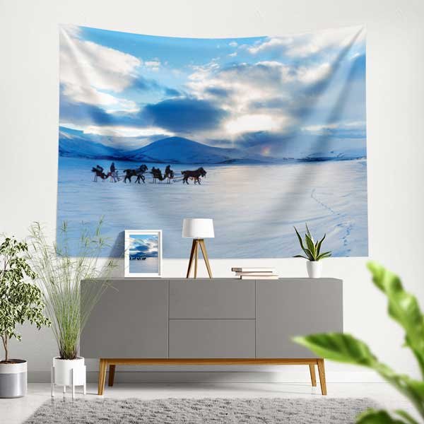 wall-tapestry-decor-11661-00 Doğu Anadolu Kış Ovası Atlı Kızak Duvar Örtüsü 11661