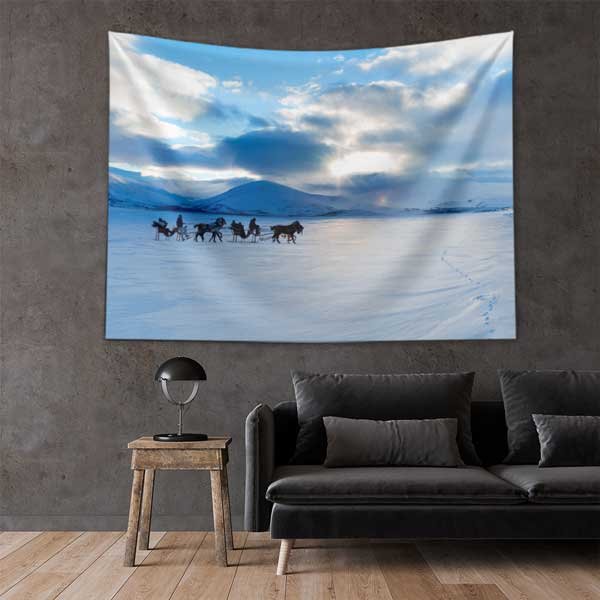 Doğu Anadolu Kış Ovası Atlı Kızak Duvar Örtüsü 11661