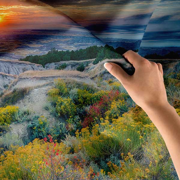 Gün Batımı ve Kayalık Doğa Manzarası Duvar Örtüsü Kumaş Baskı 14271