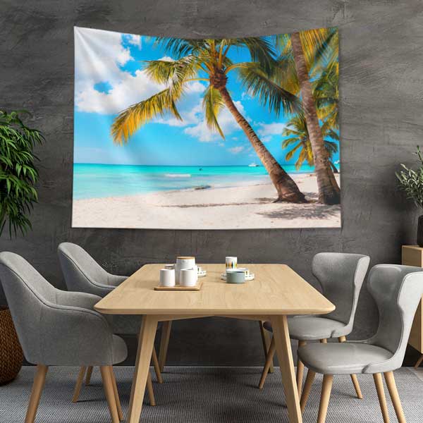 Palmiye Ağaçlı Tropikal Sahil ve Turkuaz Deniz Duvar Örtüsü 14297