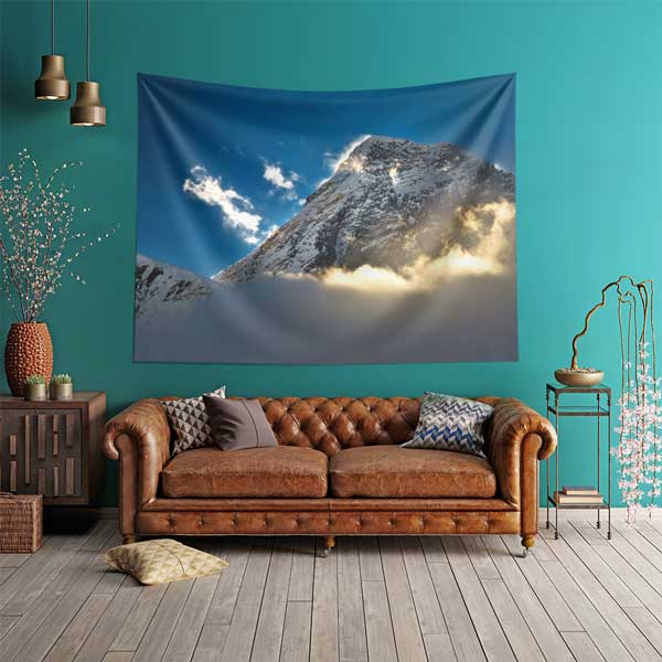 Bulutların Üzerinde Karlı Dağ Zirvesi Doğa Manzarası Duvar Örtüsü 14298