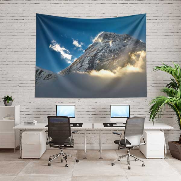 Bulutların Üzerinde Karlı Dağ Zirvesi Doğa Manzarası Duvar Örtüsü 14298