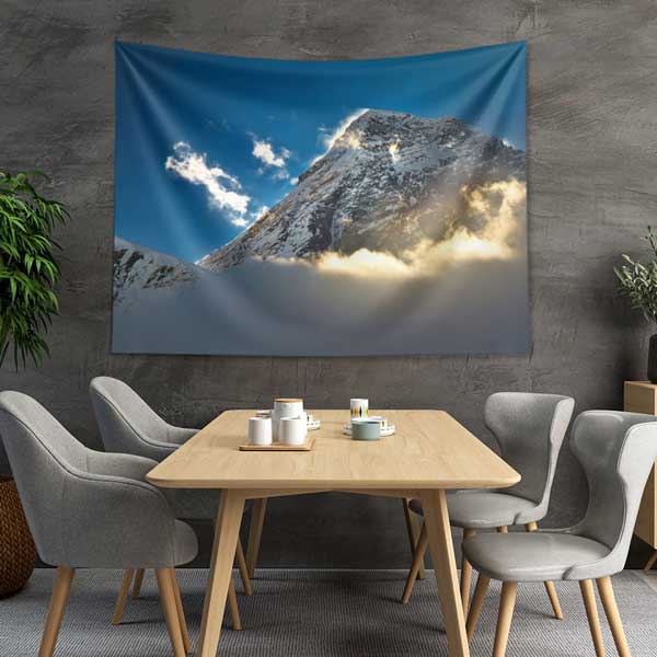 Bulutların Üzerinde Karlı Dağ Zirvesi Doğa Manzarası Duvar Örtüsü 14298