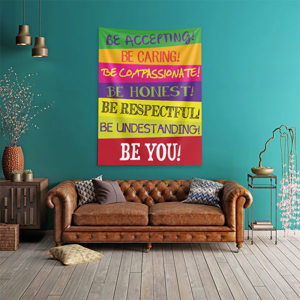 Motivasyon Duvar Örtüsü - Be Accepting Be Respectful Be You 7636