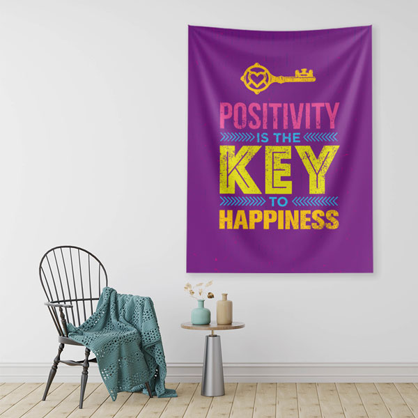 Motivasyon Duvar Örtüsü - Positivity Is The Key To Happiness 7643
