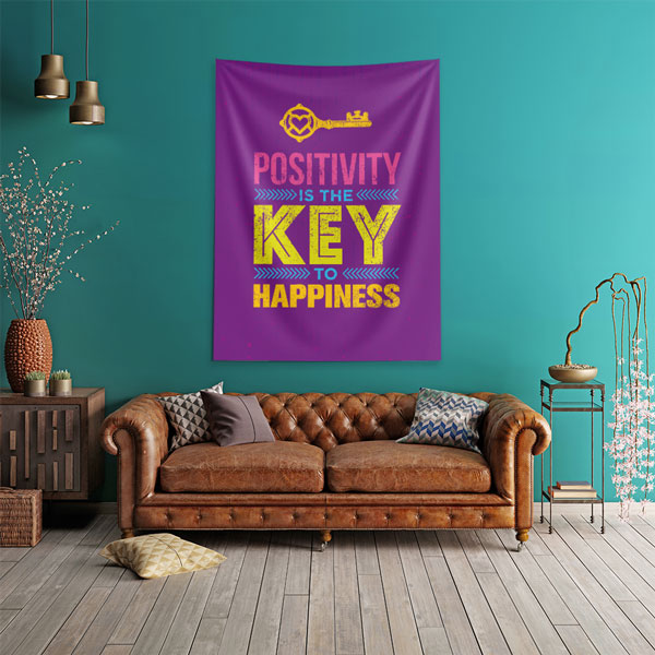 Motivasyon Duvar Örtüsü - Positivity Is The Key To Happiness 7643