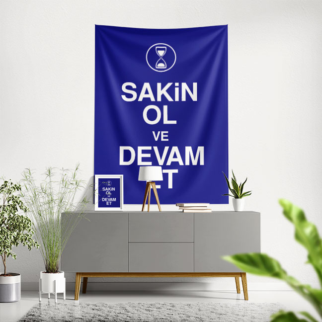Sakin Ol ve Devam Et Yazılı İlham Verici Duvar Örtüsü 7651