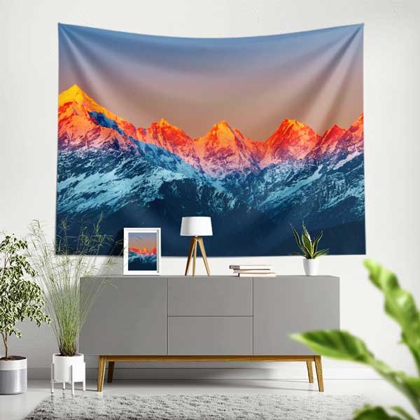 wall-tapestry-poster-14292-00 Gün Doğumunda Kızıl Dağ Zirveleri Duvar Örtüsü 14292