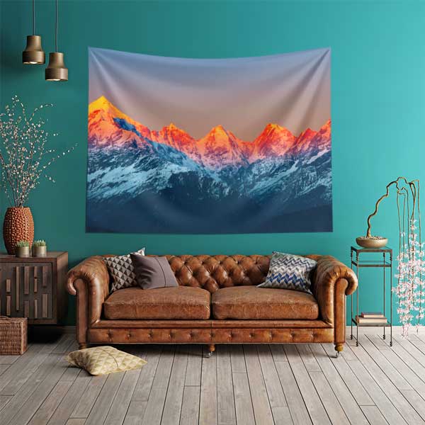 wall-tapestry-poster-14292-01 Gün Doğumunda Kızıl Dağ Zirveleri Duvar Örtüsü 14292