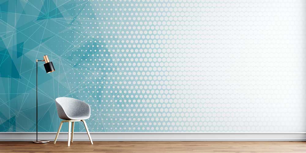 Modern Geometrik Desenli Mavi Duvar Kağıdı 5345