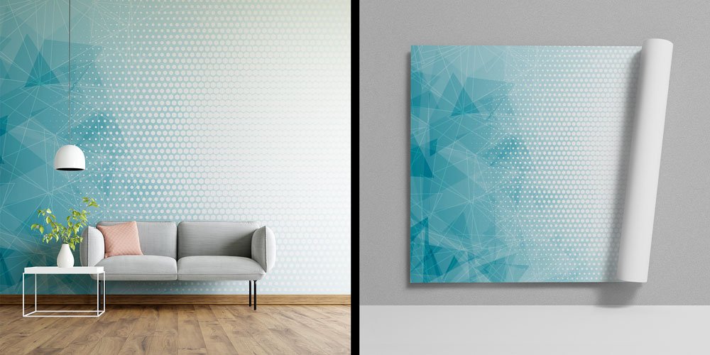 Modern Geometrik Desenli Mavi Duvar Kağıdı 5345