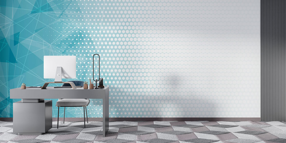 Modern Geometrik Desenli Mavi Duvar Kağıdı 5345