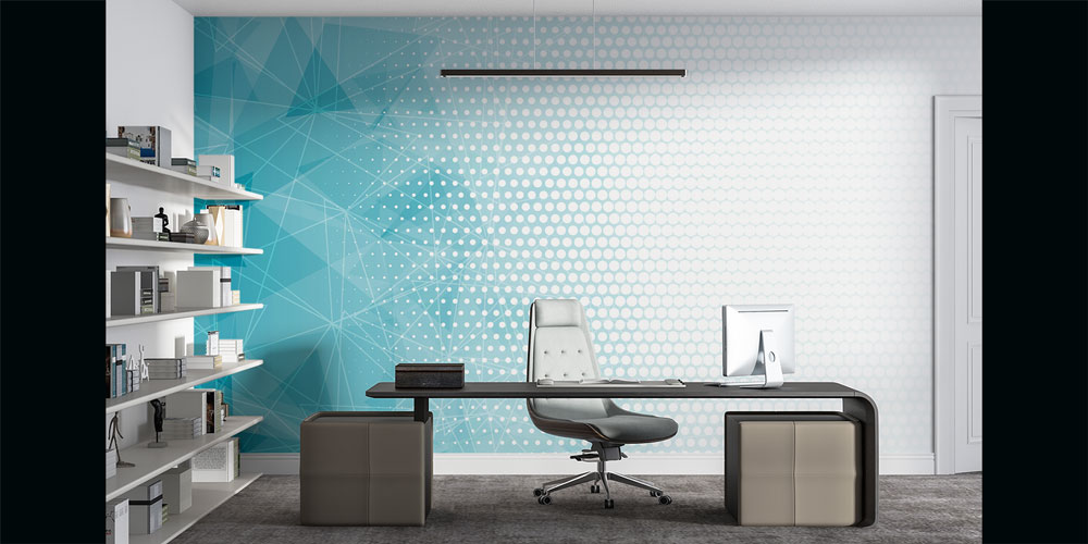 Modern Geometrik Desenli Mavi Duvar Kağıdı 5345