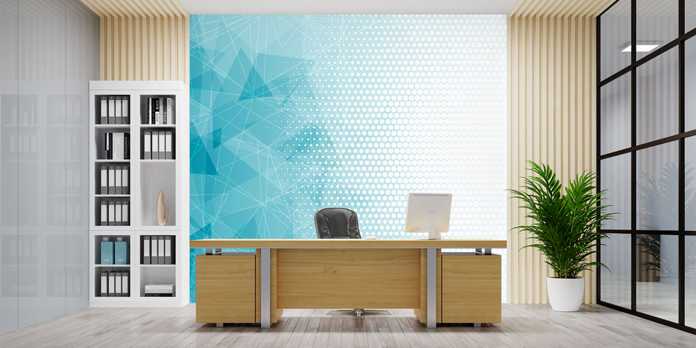 Modern Geometrik Desenli Mavi Duvar Kağıdı 5345