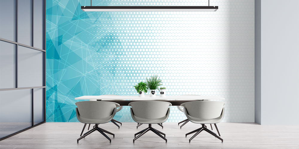 Modern Geometrik Desenli Mavi Duvar Kağıdı 5345