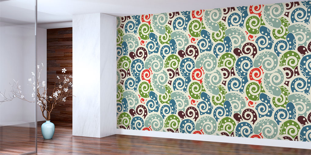 Çok Renkli Spiral Dalga Desenli Duvar Kağıdı 5245