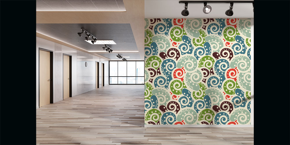 Çok Renkli Spiral Dalga Desenli Duvar Kağıdı 5245