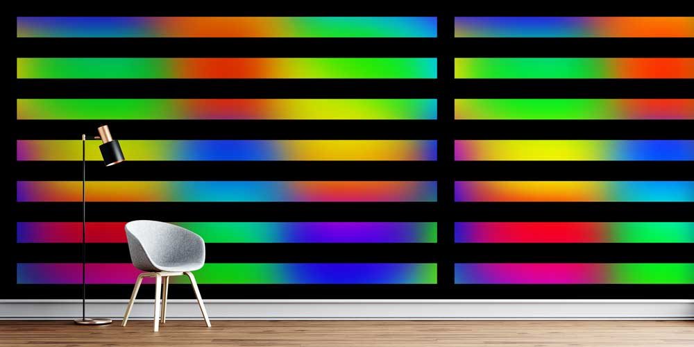 Gökkuşağı Renk Geçişli Şeritli Modern Duvar Kağıdı 7435