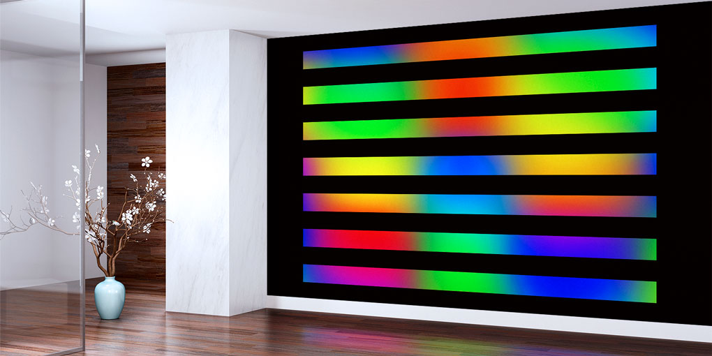 Gökkuşağı Renk Geçişli Şeritli Modern Duvar Kağıdı 7435