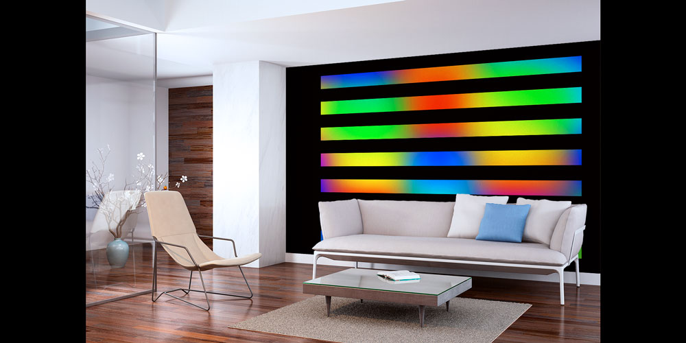 Gökkuşağı Renk Geçişli Şeritli Modern Duvar Kağıdı 7435