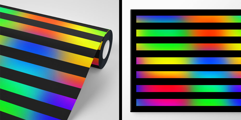 Gökkuşağı Renk Geçişli Şeritli Modern Duvar Kağıdı 7435