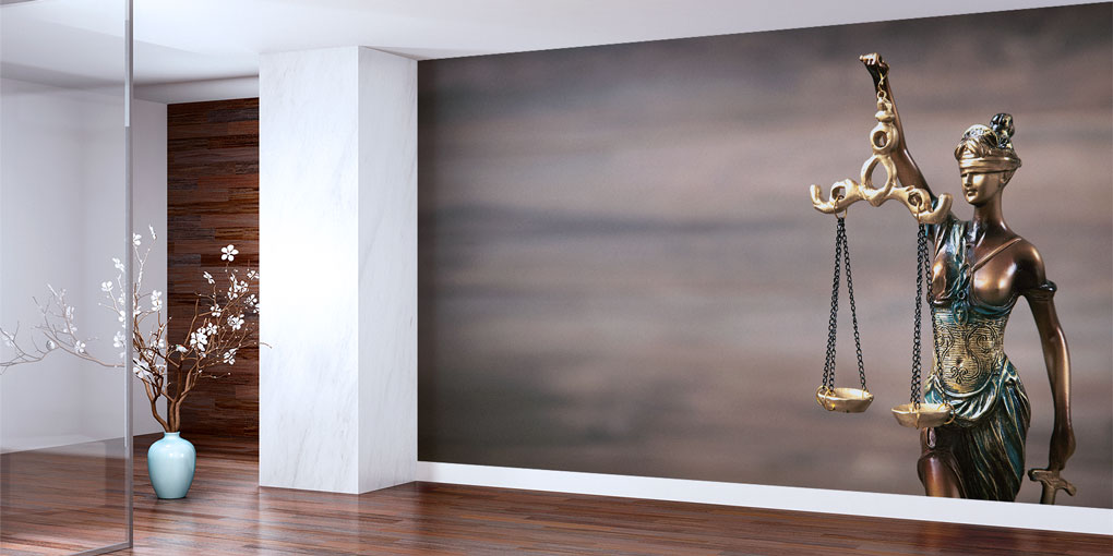 Adalet Heykeli Temalı Hukuk Duvar Kağıdı – Hukuk Büroları için Dekoratif Tasarım 5277