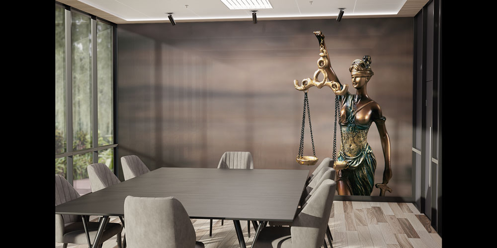 Adalet Heykeli Temalı Hukuk Duvar Kağıdı – Hukuk Büroları için Dekoratif Tasarım 5277