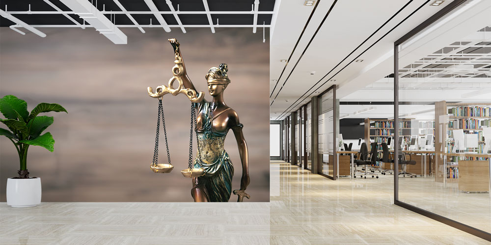 Adalet Heykeli Temalı Hukuk Duvar Kağıdı – Hukuk Büroları için Dekoratif Tasarım 5277