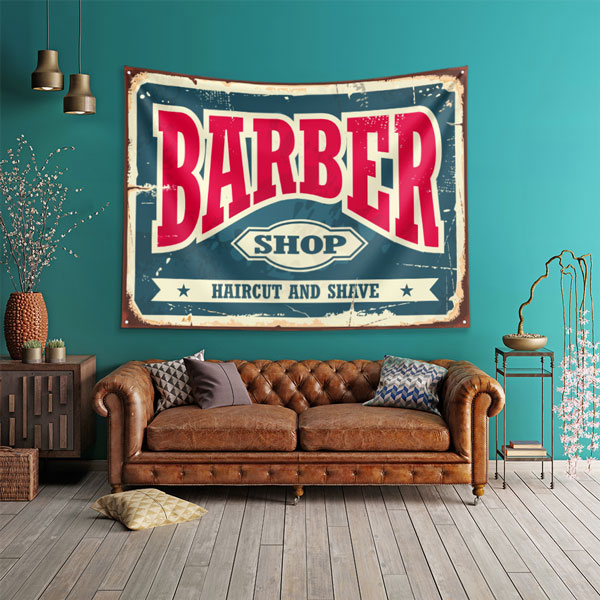 wallart-decor-barber-5735-01 Retro Barber Shop Tasarımlı Berber Duvar Örtüsü 5735
