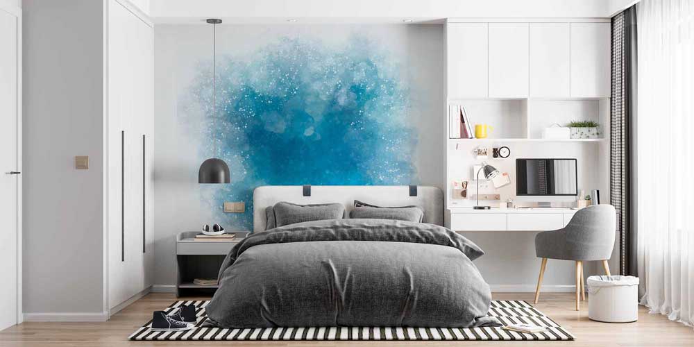 Mavi Soyut Doku Efektli Duvar Kağıdı 4167