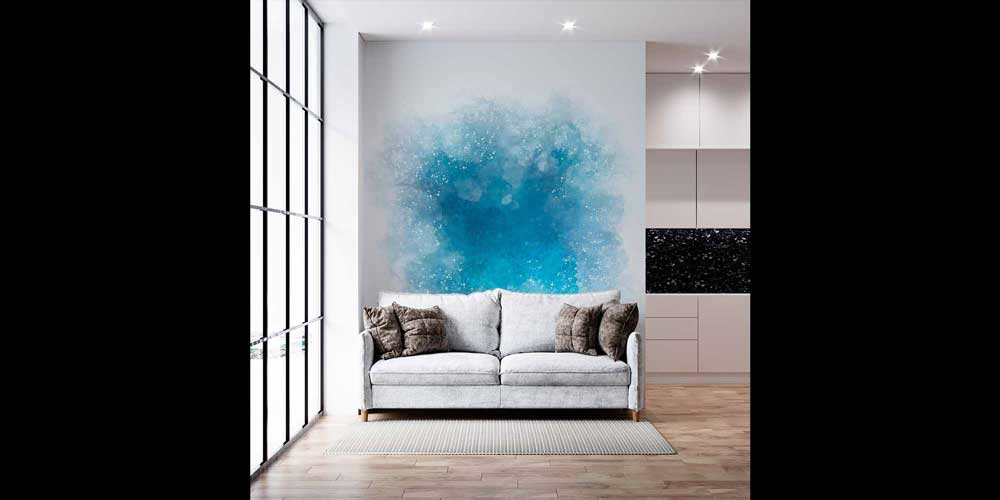 Mavi Soyut Doku Efektli Duvar Kağıdı 4167