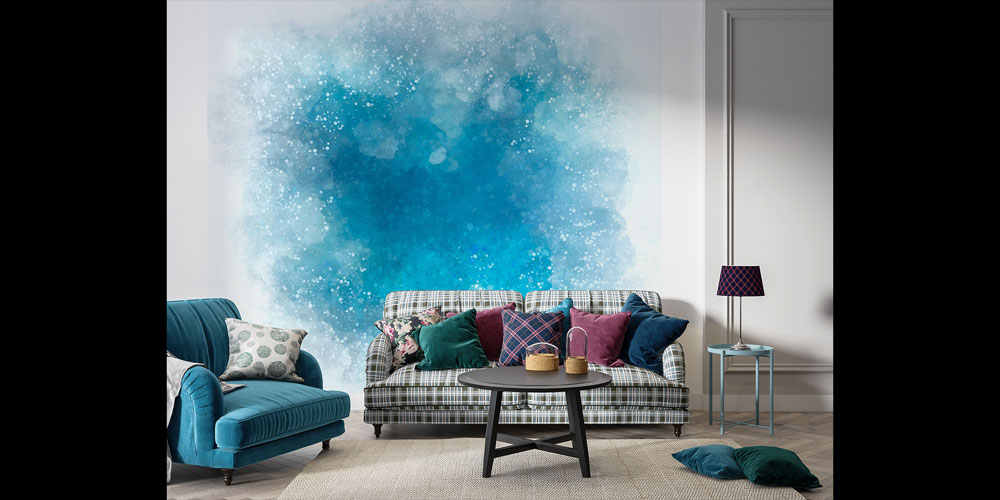 Mavi Soyut Doku Efektli Duvar Kağıdı 4167
