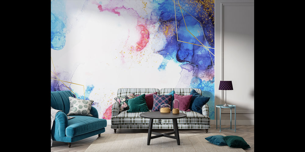 Altın Detaylı Soyut Sanat Duvar Kağıdı 4172