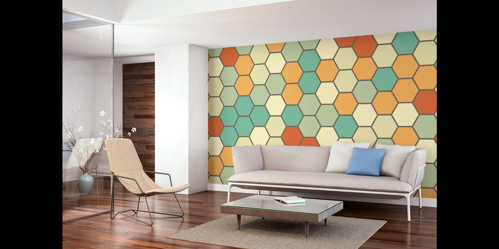 Renkli Altıgen Geometrik Desen Duvar Kağıdı 5231