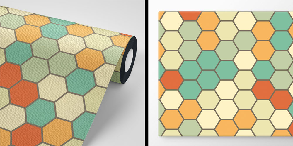 Renkli Altıgen Geometrik Desen Duvar Kağıdı 5231