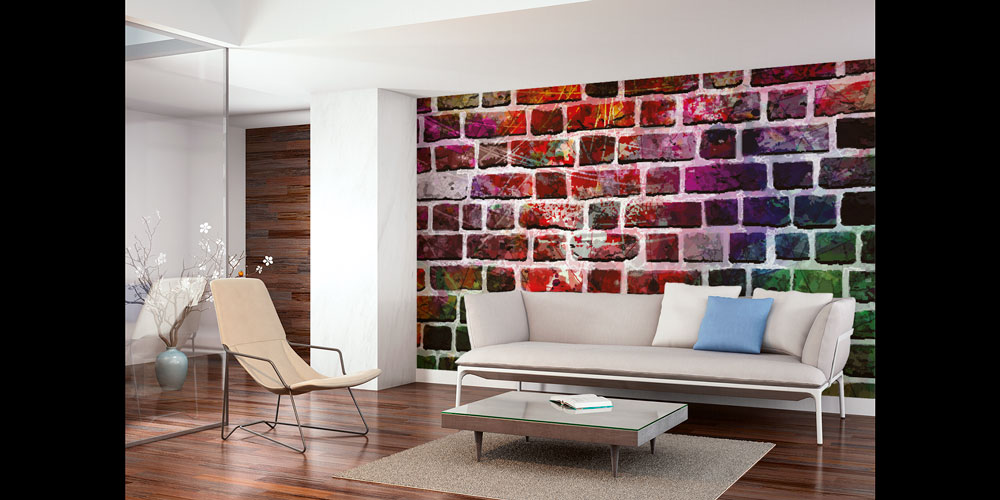 Renkli Tuğla Dokulu Grafiti Duvar Kağıdı 5244