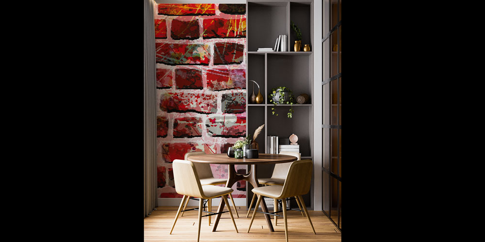 Renkli Tuğla Dokulu Grafiti Duvar Kağıdı 5244