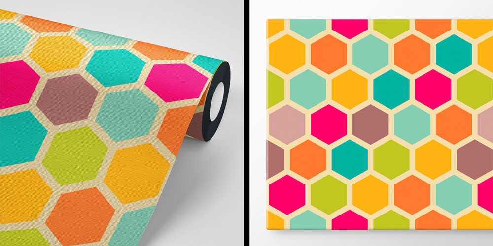 Renkli Altıgen Geometrik Desen Duvar Kağıdı 5247