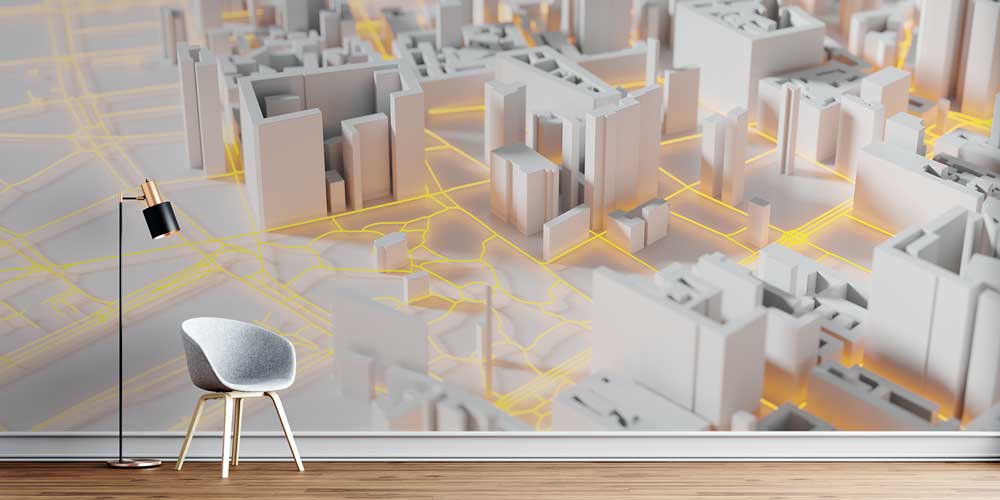 3D Şehir Planı ve Yol Ağı Temalı Duvar Kağıdı 5554