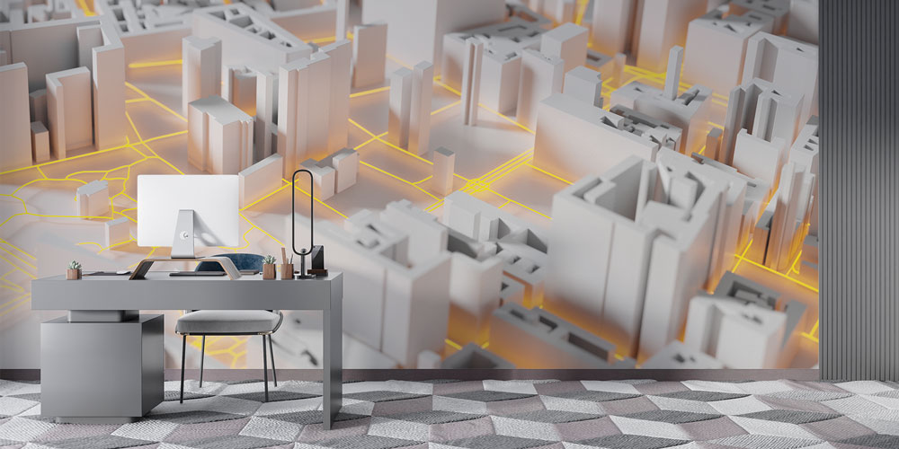 3D Şehir Planı ve Yol Ağı Temalı Duvar Kağıdı 5554