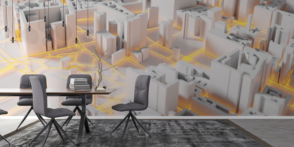 3D Şehir Planı ve Yol Ağı Temalı Duvar Kağıdı 5554